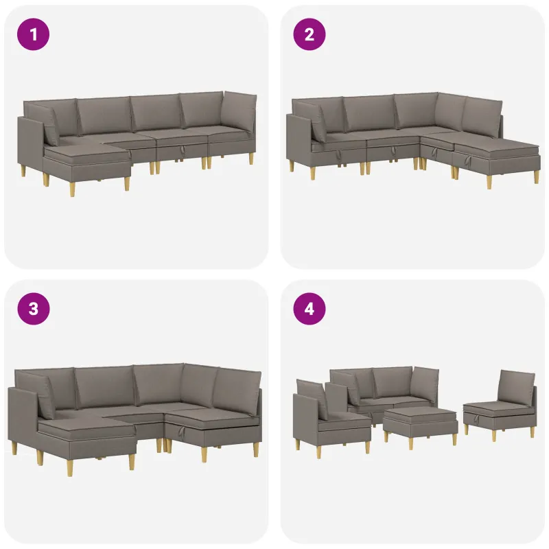 Modulinė sofa su laikymo vieta 5 pcs Taupe Audinys