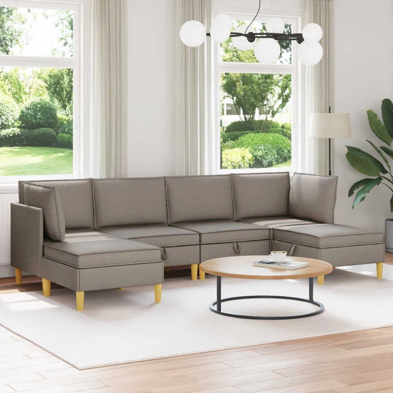 Modulinė sofa su laikymo vieta 6 pcs Taupe Audinys