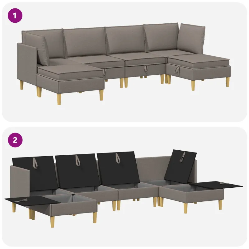Modulinė sofa su laikymo vieta 6 pcs Taupe Audinys