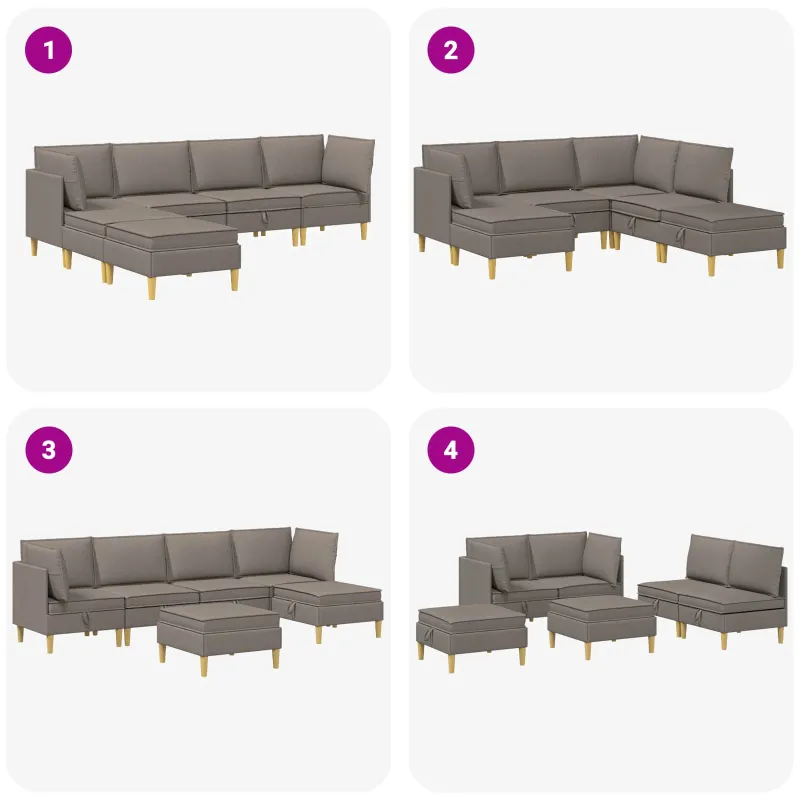 Modulinė sofa su laikymo vieta 6 pcs Taupe Audinys