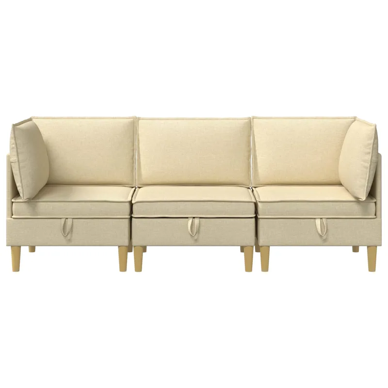 Modulinė sofa su laikymo vieta 3 pcs Kreminė Audinys