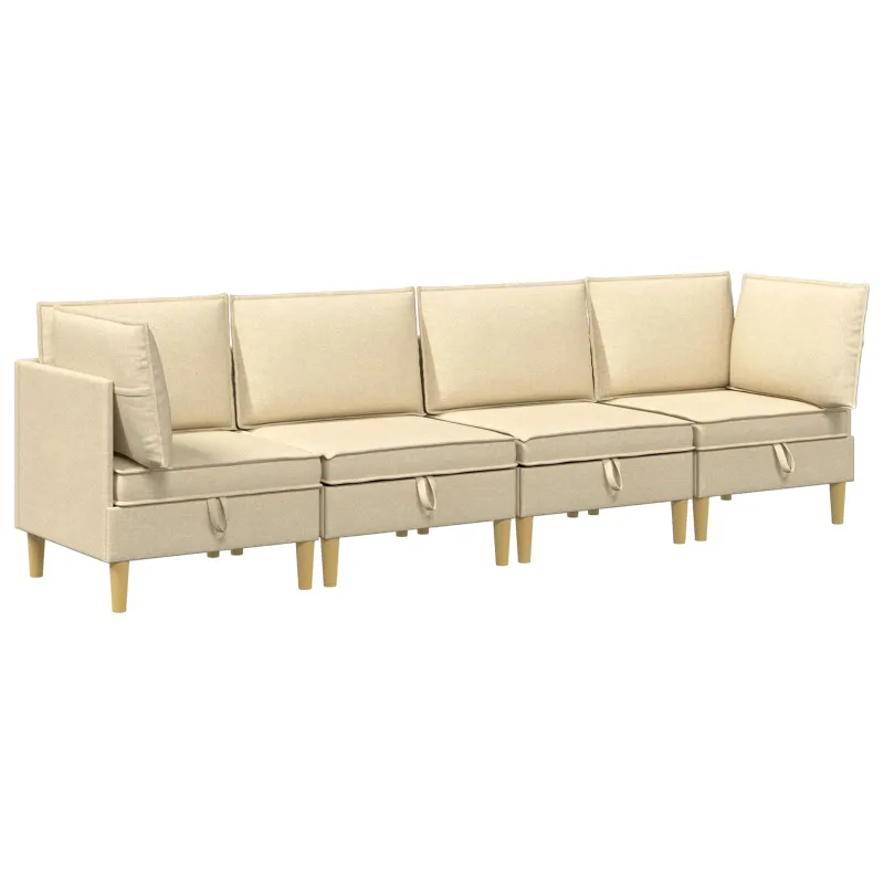 Modulinė sofa su laikymo vieta 4 pcs Kreminė Audinys