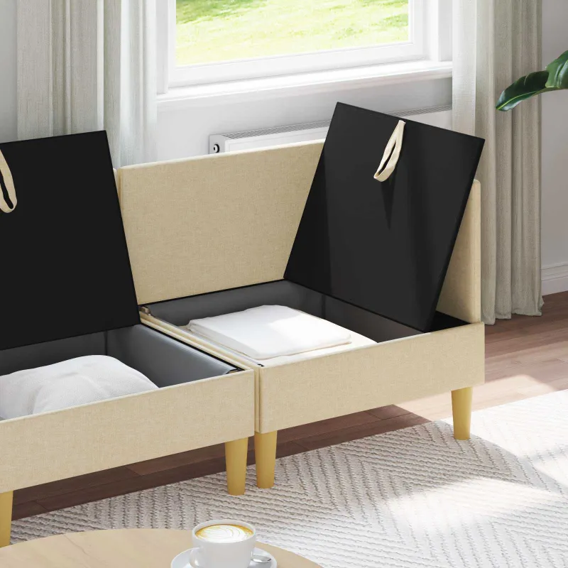 Modulinė sofa su laikymo vieta 4 pcs Kreminė Audinys