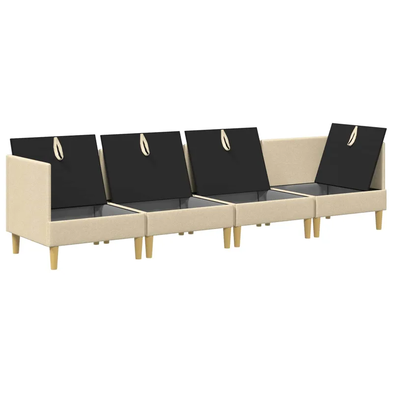 Modulinė sofa su laikymo vieta 4 pcs Kreminė Audinys