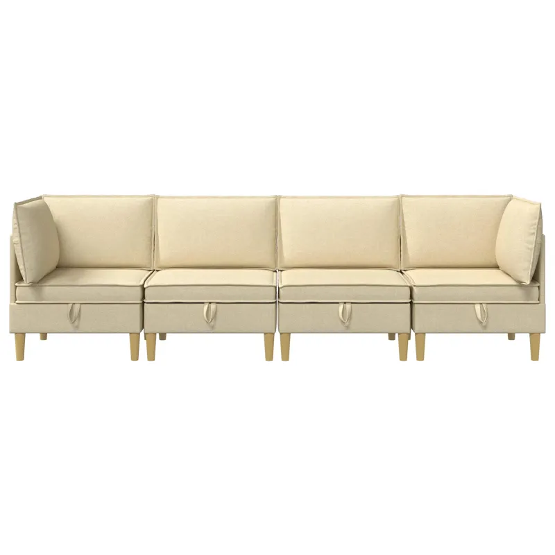 Modulinė sofa su laikymo vieta 4 pcs Kreminė Audinys
