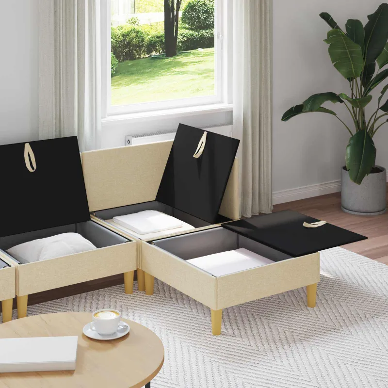 Modulinė sofa su laikymo vieta 4 pcs Kreminė Audinys