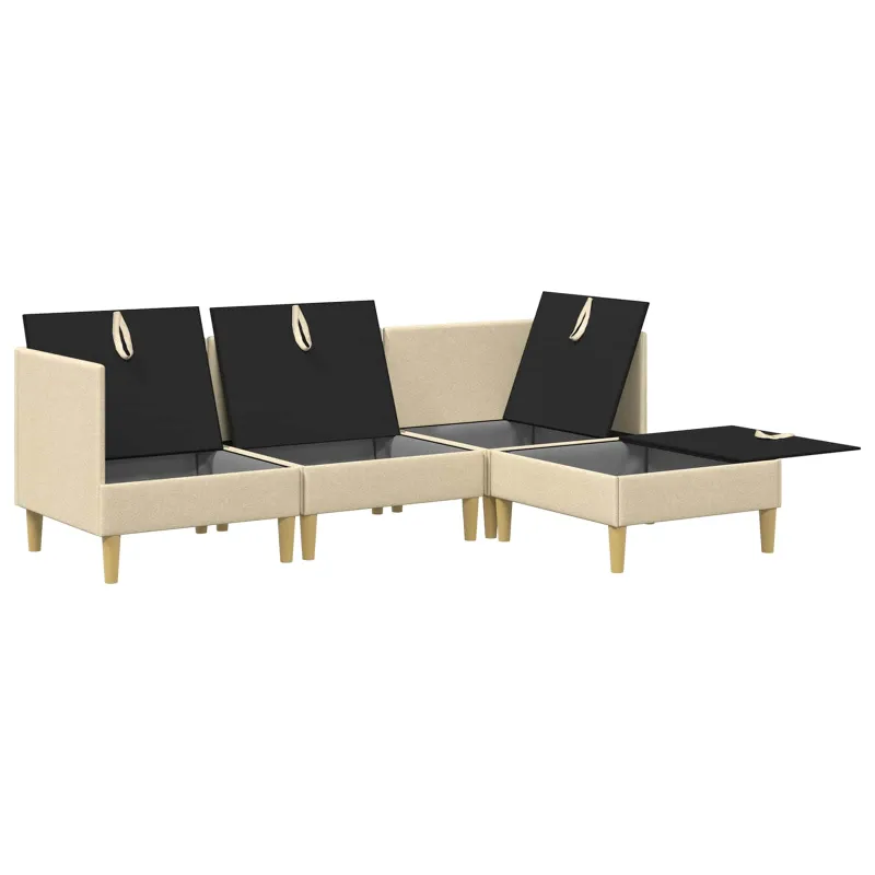 Modulinė sofa su laikymo vieta 4 pcs Kreminė Audinys