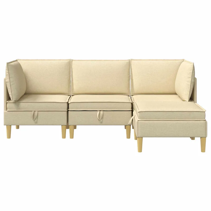 Modulinė sofa su laikymo vieta 4 pcs Kreminė Audinys