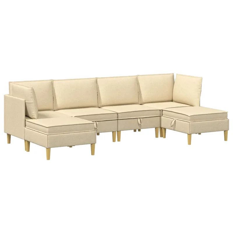Modulinė sofa su laikymo vieta 6 pcs Kreminė Audinys