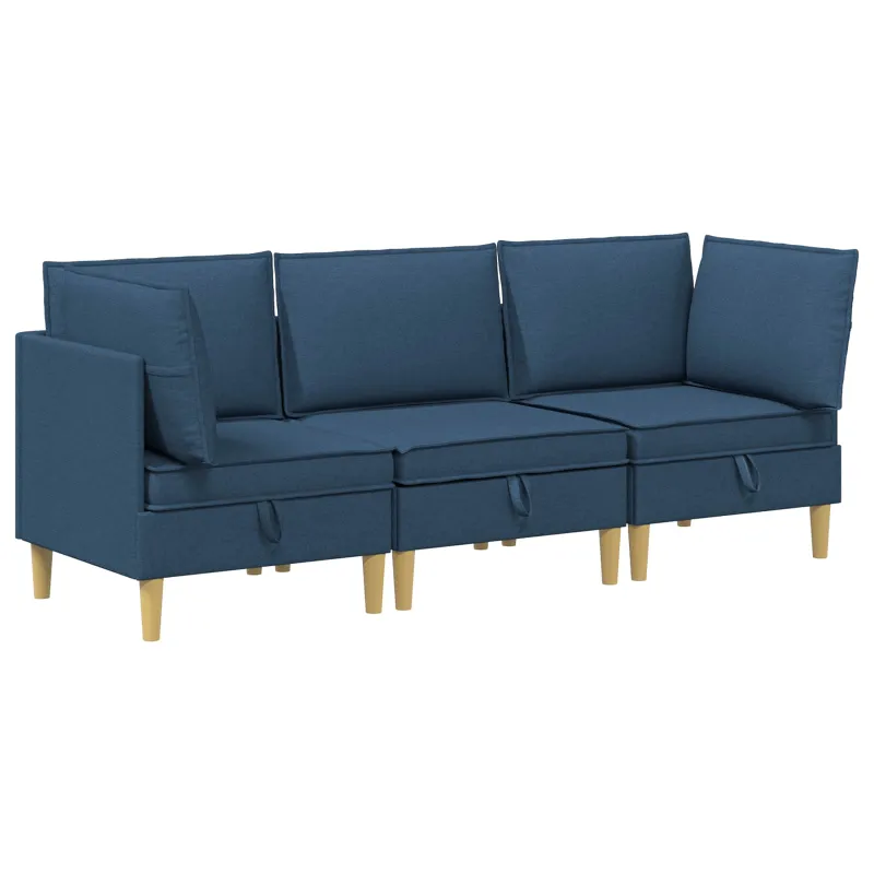 Modulinė sofa su laikymo vieta 3 pcs Mėlyna Audinys
