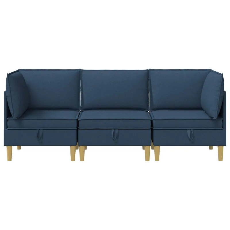 Modulinė sofa su laikymo vieta 3 pcs Mėlyna Audinys