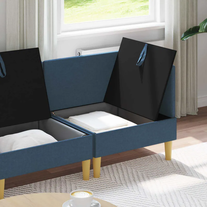 Modulinė sofa su laikymo vieta 4 pcs Mėlyna Audinys
