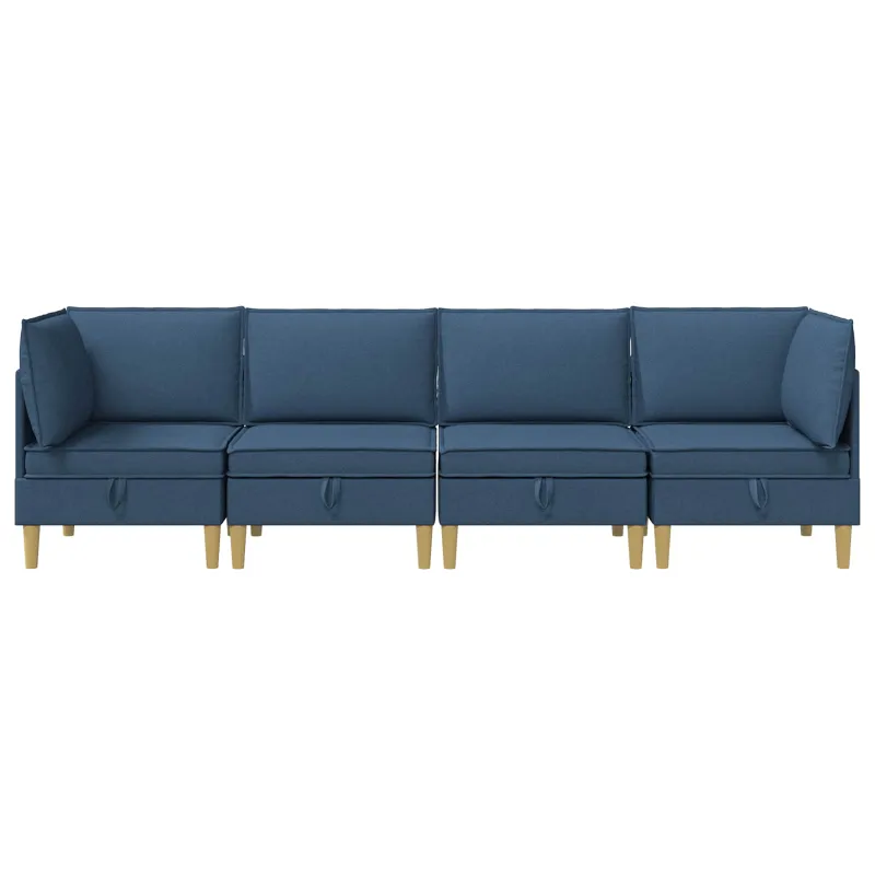 Modulinė sofa su laikymo vieta 4 pcs Mėlyna Audinys