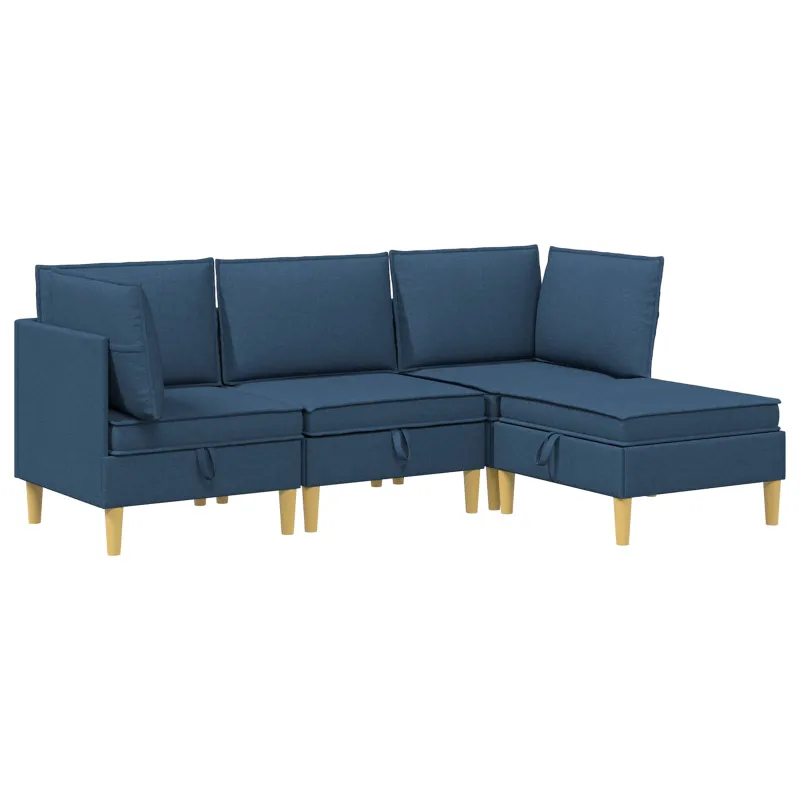 Modulinė sofa su laikymo vieta 4 pcs Mėlyna Audinys