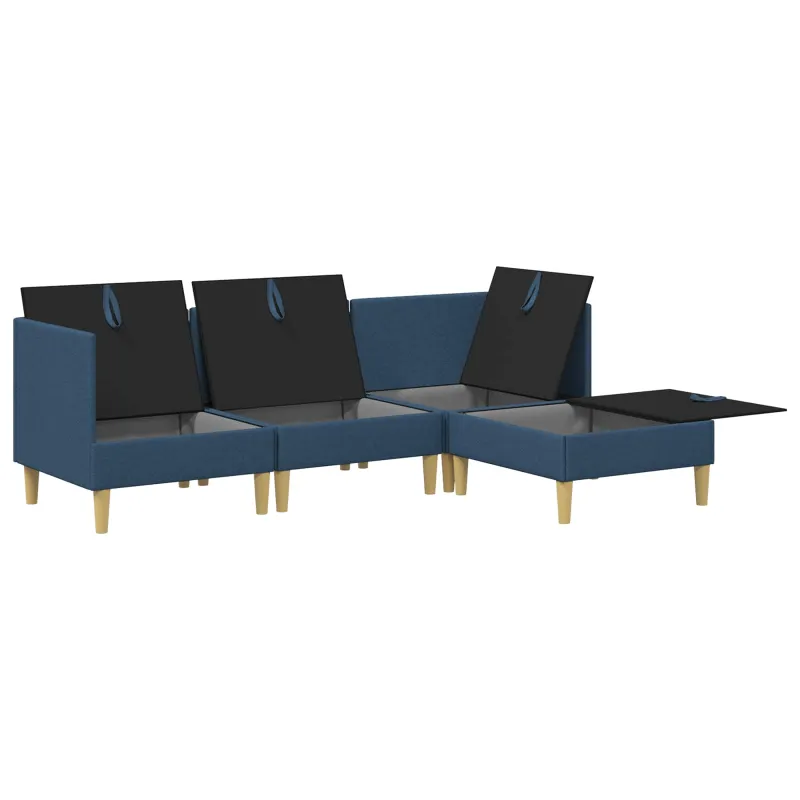 Modulinė sofa su laikymo vieta 4 pcs Mėlyna Audinys