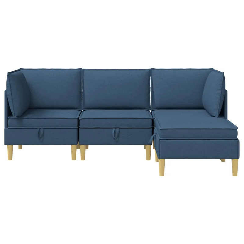Modulinė sofa su laikymo vieta 4 pcs Mėlyna Audinys