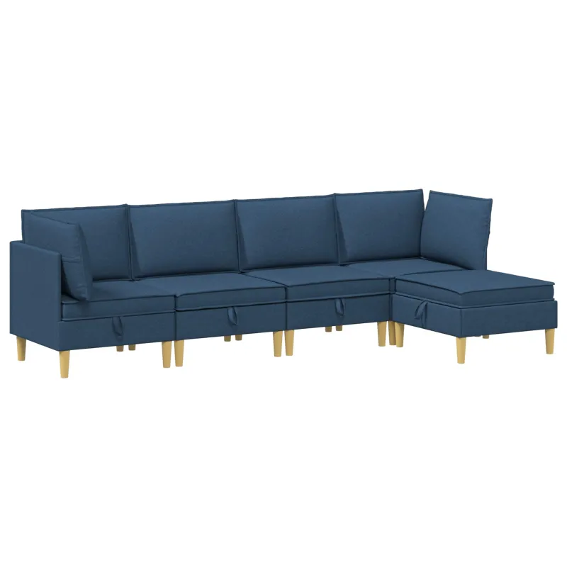 Modulinė sofa su laikymo vieta 5 pcs Mėlyna Audinys