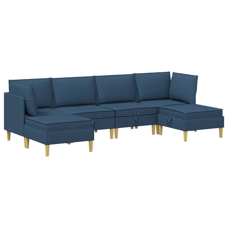 Modulinė sofa su laikymo vieta 6 pcs Mėlyna Audinys