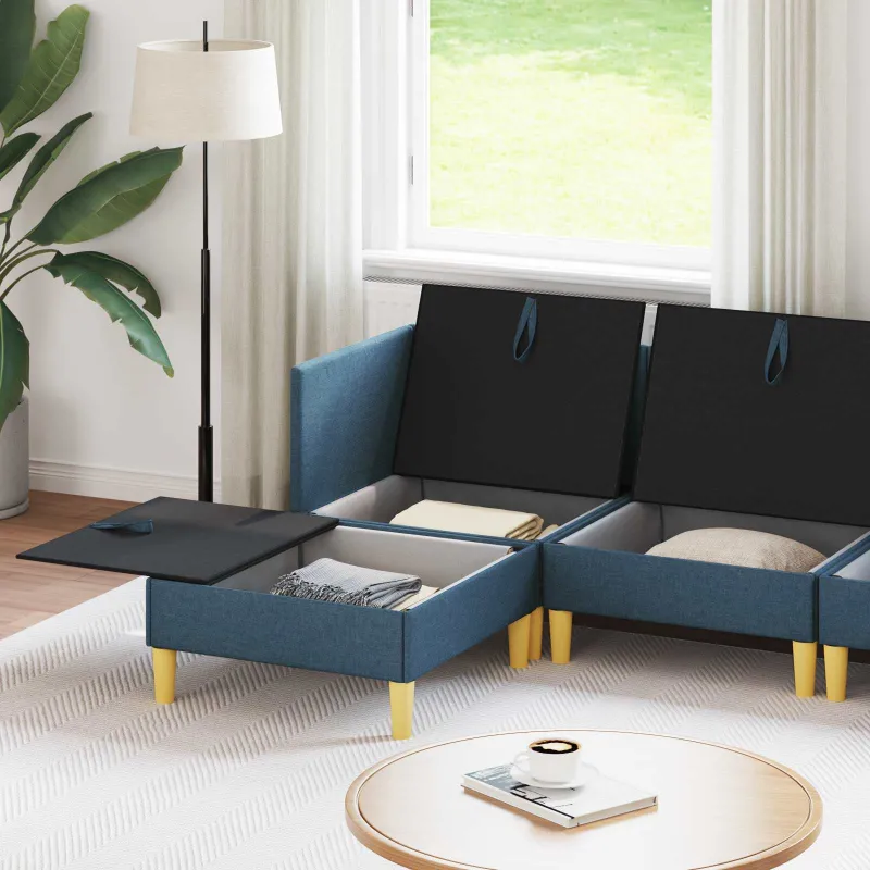Modulinė sofa su laikymo vieta 6 pcs Mėlyna Audinys