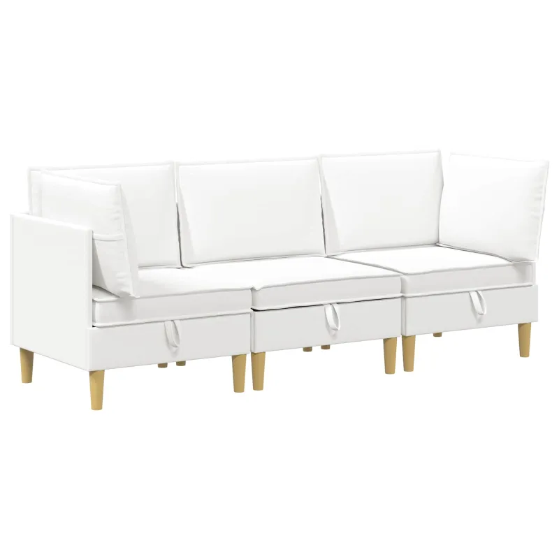 Modulinė sofa su laikymo vieta 3 pcs Balta Audinys