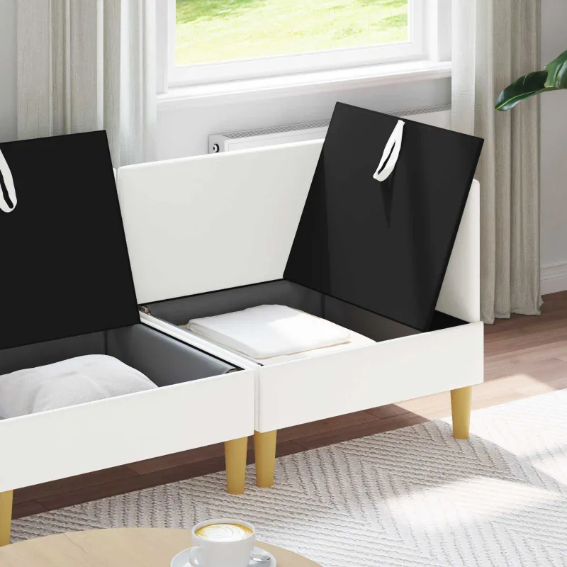 Modulinė sofa su laikymo vieta 3 pcs Balta Audinys