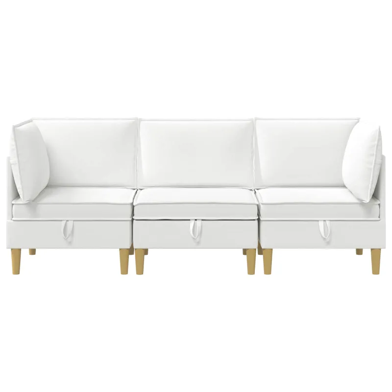 Modulinė sofa su laikymo vieta 3 pcs Balta Audinys