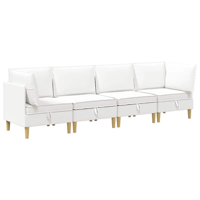 Modulinė sofa su laikymo vieta 4 pcs Balta Audinys