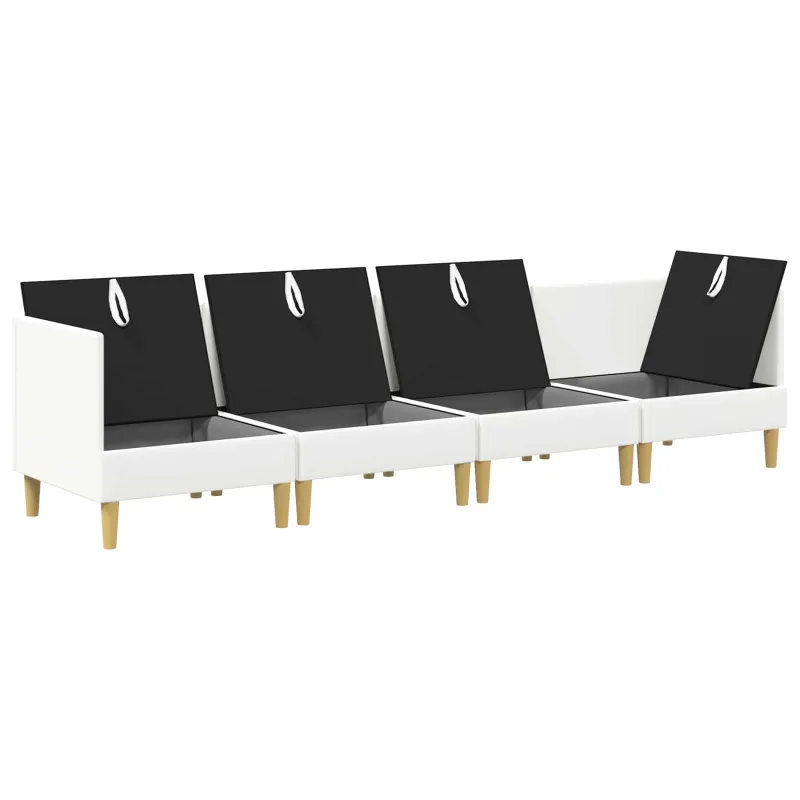 Modulinė sofa su laikymo vieta 4 pcs Balta Audinys