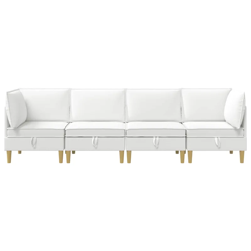 Modulinė sofa su laikymo vieta 4 pcs Balta Audinys