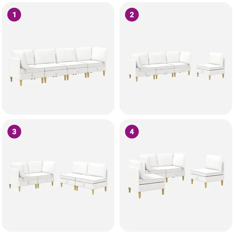 Modulinė sofa su laikymo vieta 4 pcs Balta Audinys