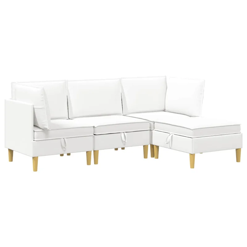 Modulinė sofa su laikymo vieta 4 pcs Balta Audinys