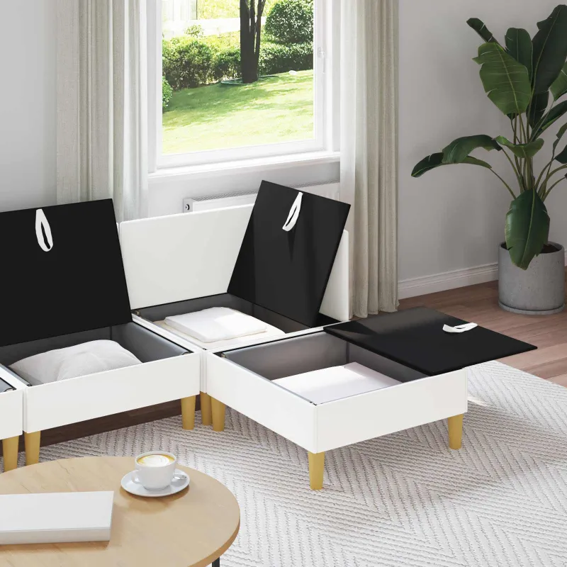 Modulinė sofa su laikymo vieta 4 pcs Balta Audinys
