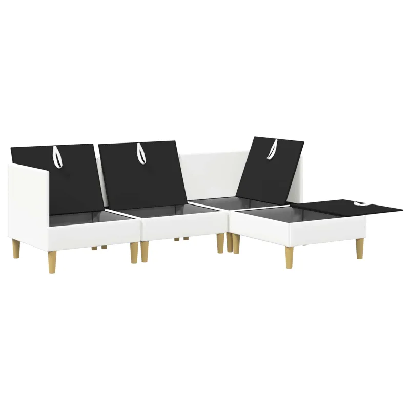 Modulinė sofa su laikymo vieta 4 pcs Balta Audinys
