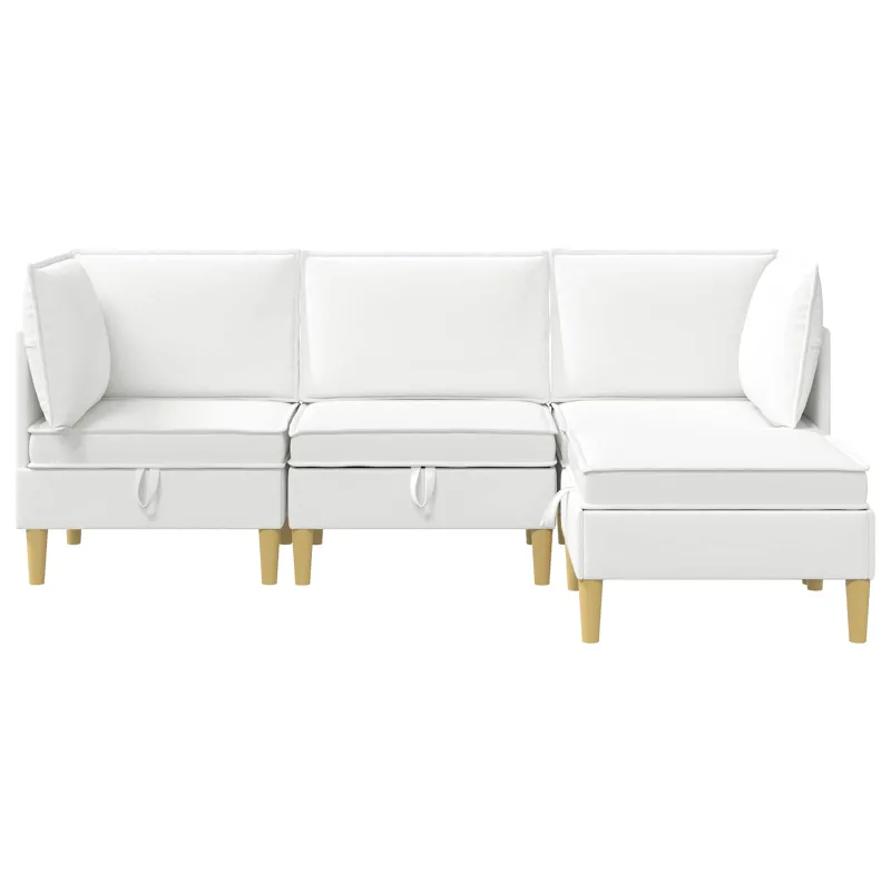 Modulinė sofa su laikymo vieta 4 pcs Balta Audinys