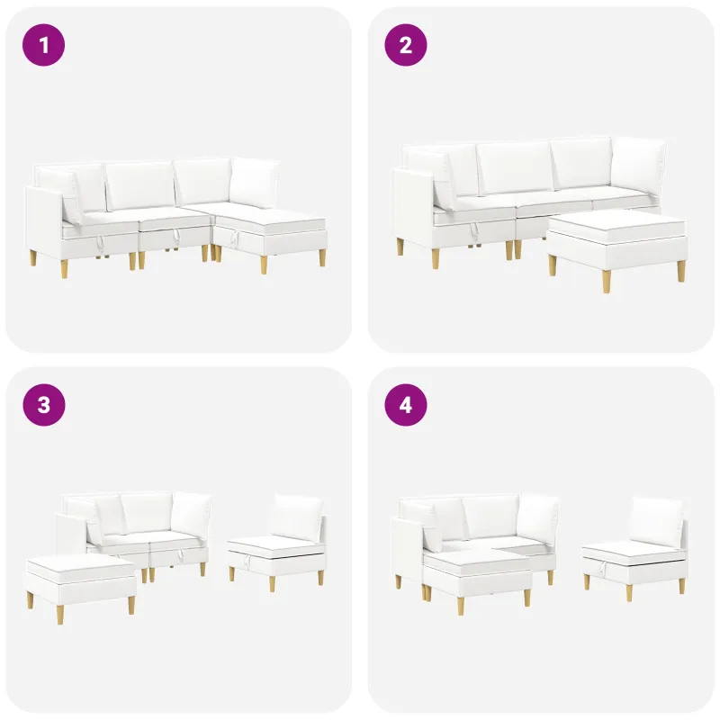 Modulinė sofa su laikymo vieta 4 pcs Balta Audinys