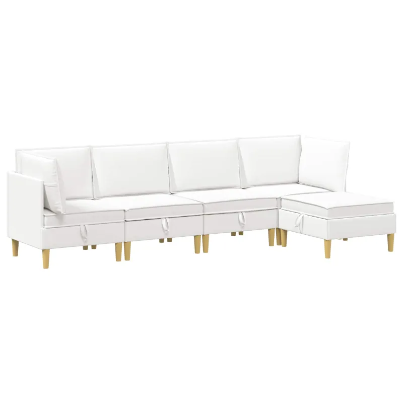 Modulinė sofa su laikymo vieta 5 pcs Balta Audinys