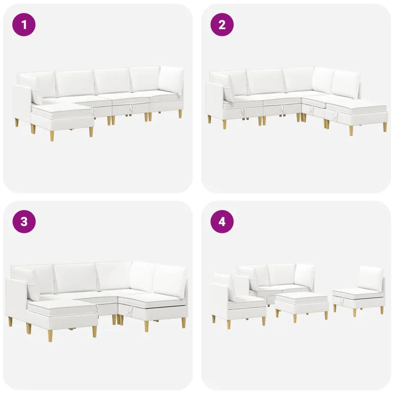 Modulinė sofa su laikymo vieta 5 pcs Balta Audinys