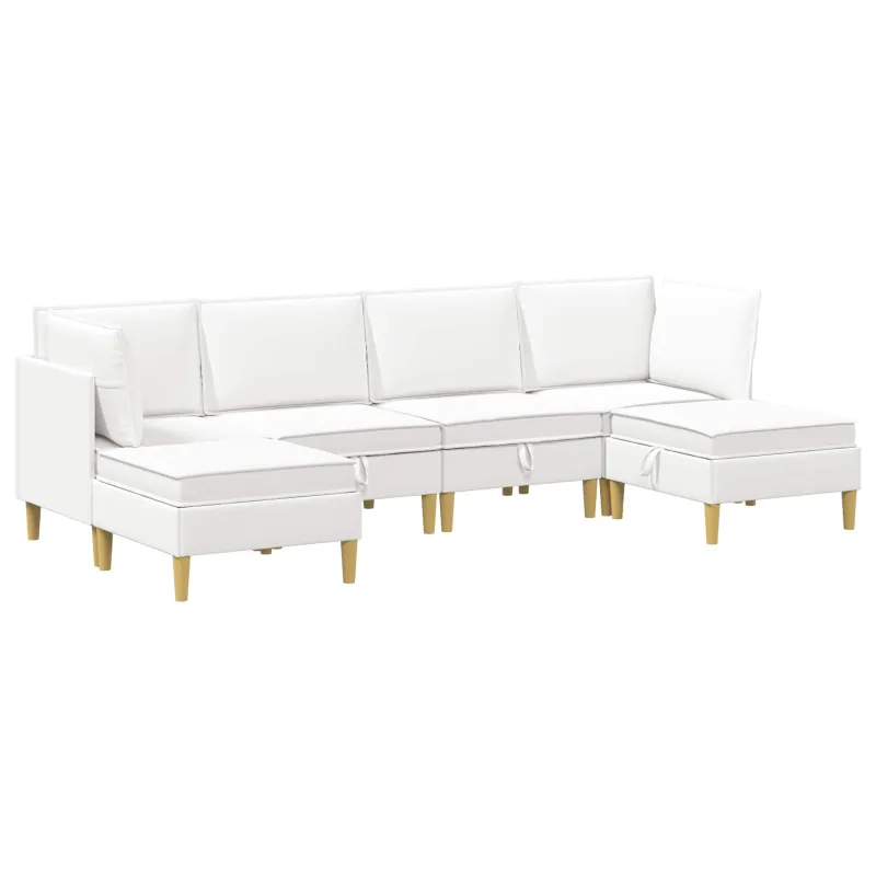 Modulinė sofa su laikymo vieta 6 pcs Balta Audinys