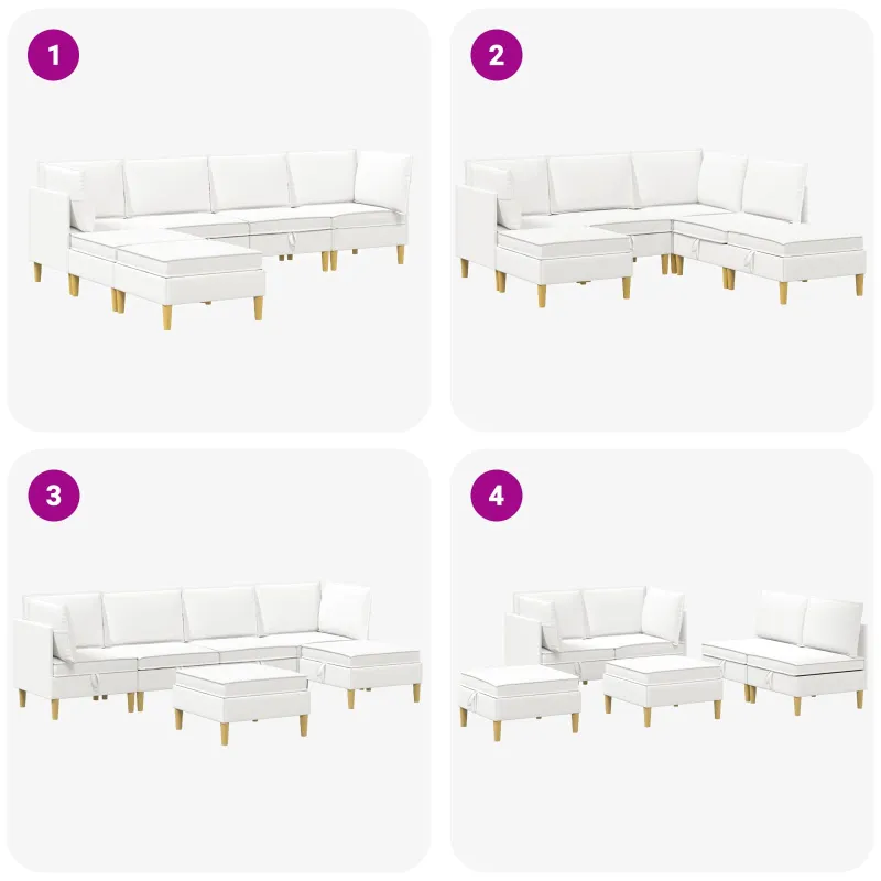 Modulinė sofa su laikymo vieta 6 pcs Balta Audinys
