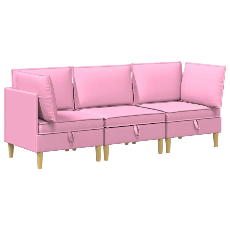Modulinė sofa su laikymo vieta 3 pcs Rožinė Audinys