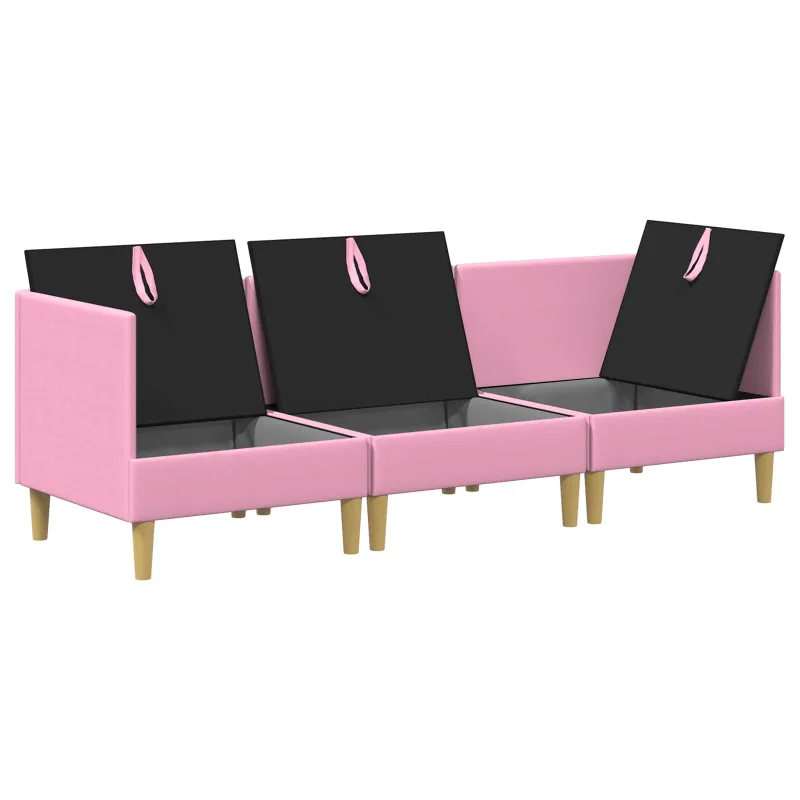 Modulinė sofa su laikymo vieta 3 pcs Rožinė Audinys