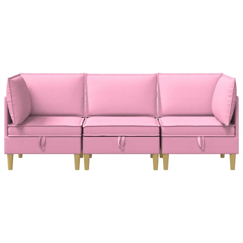 Modulinė sofa su laikymo vieta 3 pcs Rožinė Audinys