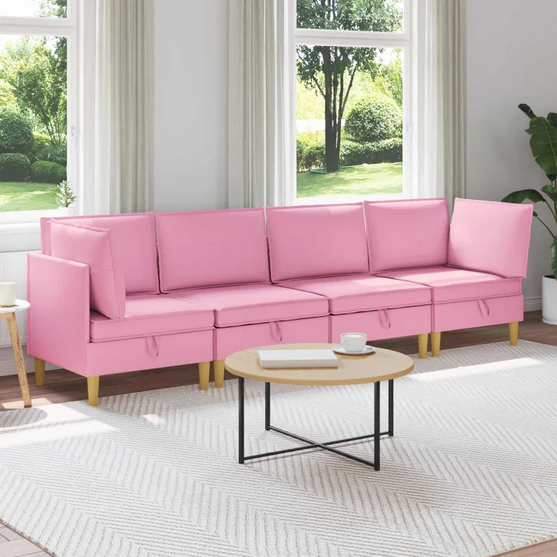 Modulinė sofa su laikymo vieta 4 pcs Rožinė Audinys