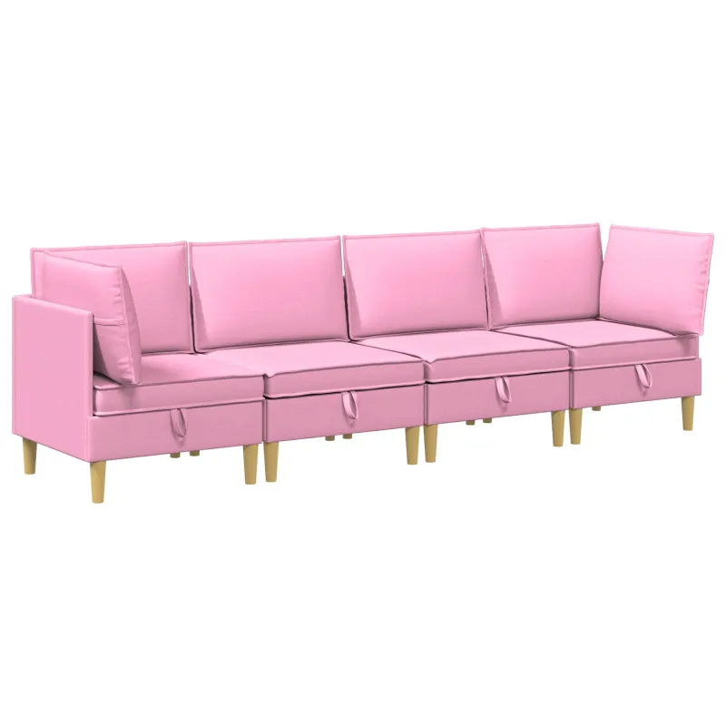 Modulinė sofa su laikymo vieta 4 pcs Rožinė Audinys