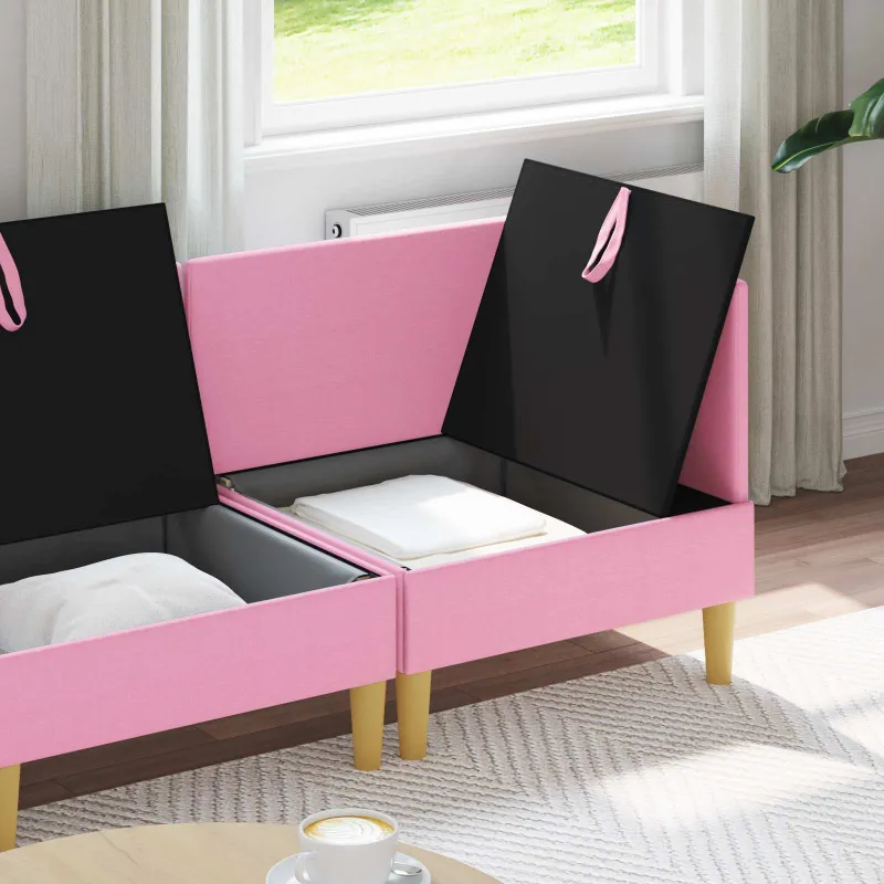 Modulinė sofa su laikymo vieta 4 pcs Rožinė Audinys