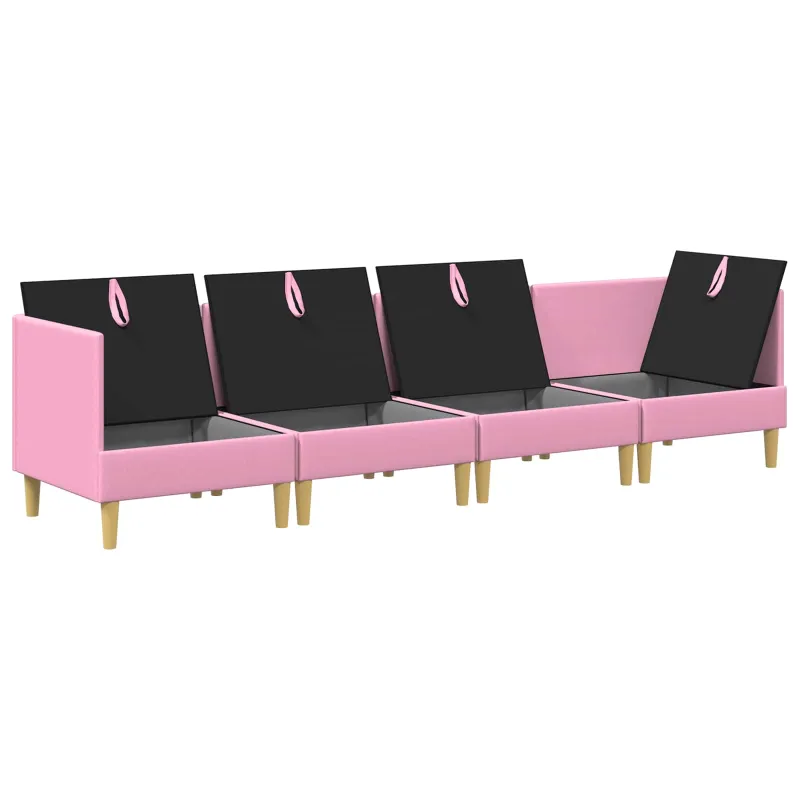 Modulinė sofa su laikymo vieta 4 pcs Rožinė Audinys