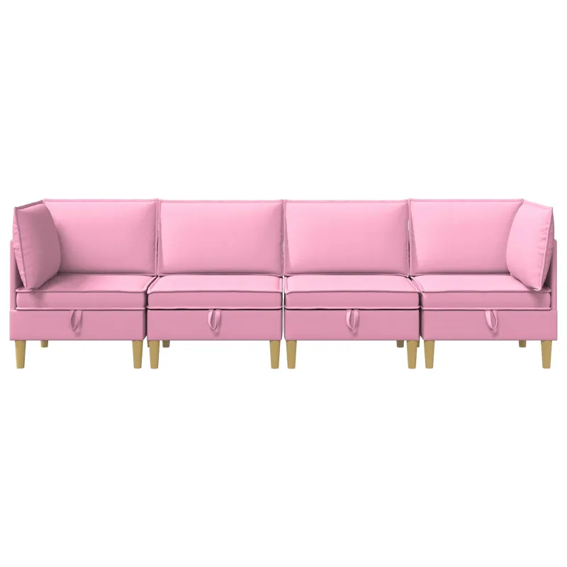 Modulinė sofa su laikymo vieta 4 pcs Rožinė Audinys