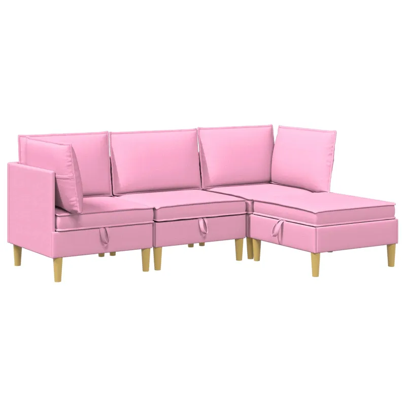 Modulinė sofa su laikymo vieta 4 pcs Rožinė Audinys