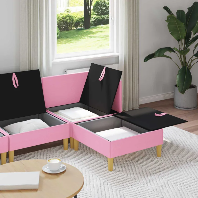 Modulinė sofa su laikymo vieta 4 pcs Rožinė Audinys