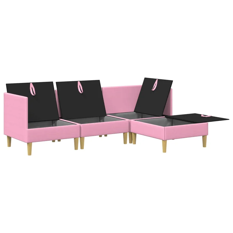 Modulinė sofa su laikymo vieta 4 pcs Rožinė Audinys